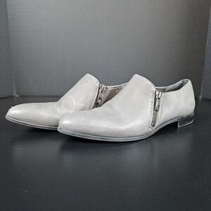 Franco Sarto Women's Gray Leather Kristof Size 8M Side‎ Zipper Shoes Ankle Boots